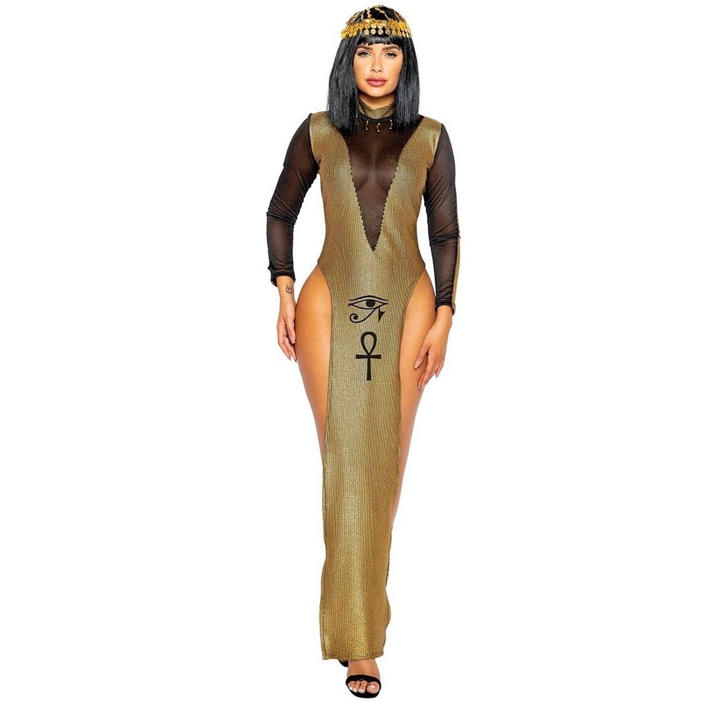 Roma Cleopatra Queen of the Nile Costume, Black/Gold, Size S